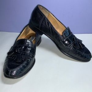 Belvedere Florence Genuine Crocodile Black Tassel & Kiltie Loafers 9.5 M